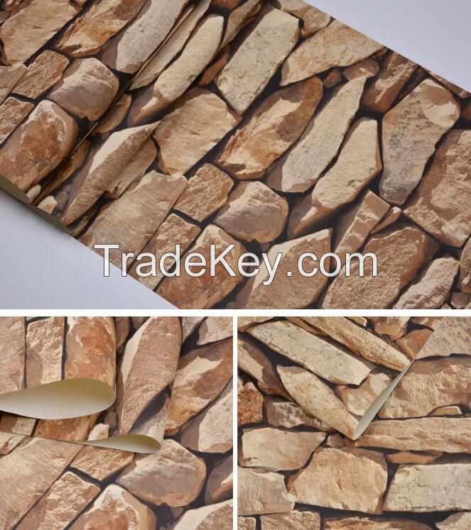 European Style Imitation stones 3D Nonwoven Wallpaper for Home Decoration