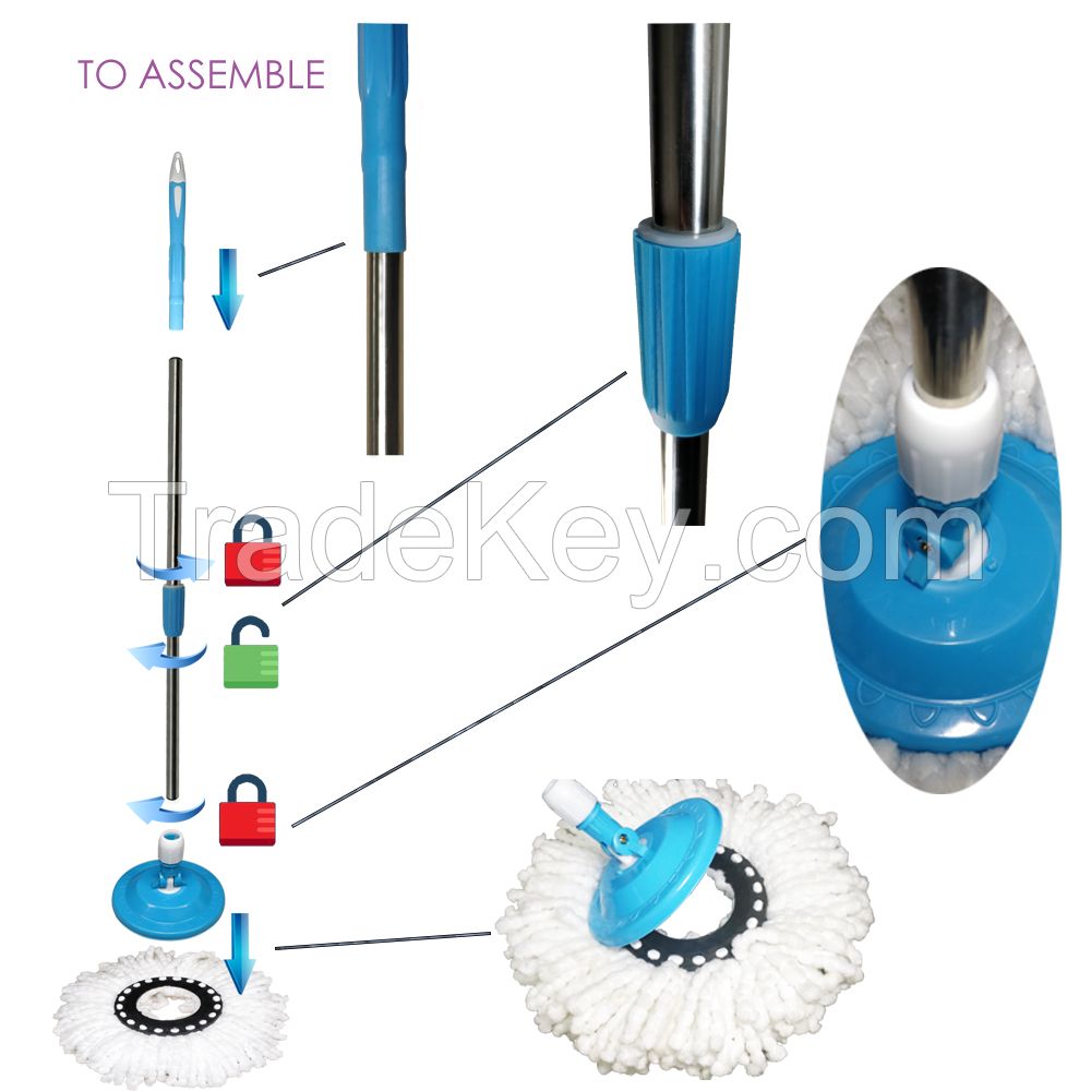 Telescopic handle self-wringing Microfiber spin mop 360