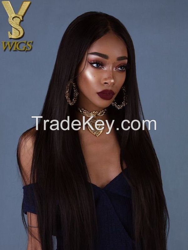 YSwigs Pre Plucked Silky Straight Human Hair 360 Lace Wigs for Black Women