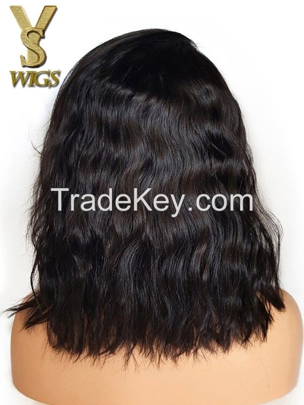 YSwigs Hot Selling Wavy Short Bob Style Human Hair Lace Front Wigs