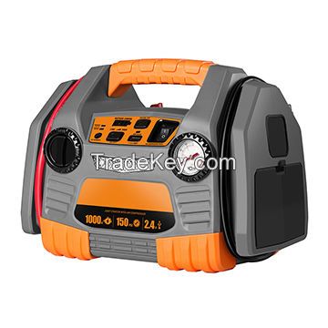 1000mAh Peak 12V Car Jump Starter with Air Compressor and Battery Status LED Indicator