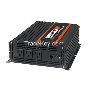 1500W Pure Sine Wave Battery Power Inverter, 12 to 115V DC/AC Converter, adapter, for home appliance and car