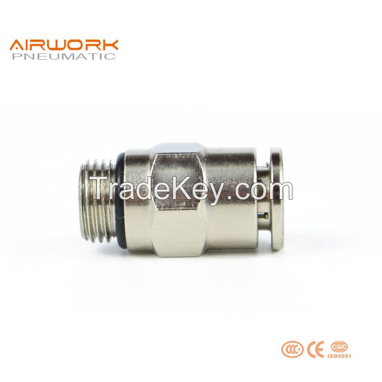 Pneumatic male straight one touch fitting Push In Quick Joint Connector brass material