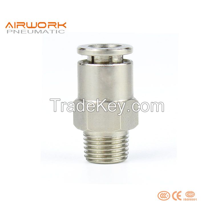 Pneumatic male straight one touch fitting Push In Quick Joint Connector brass material