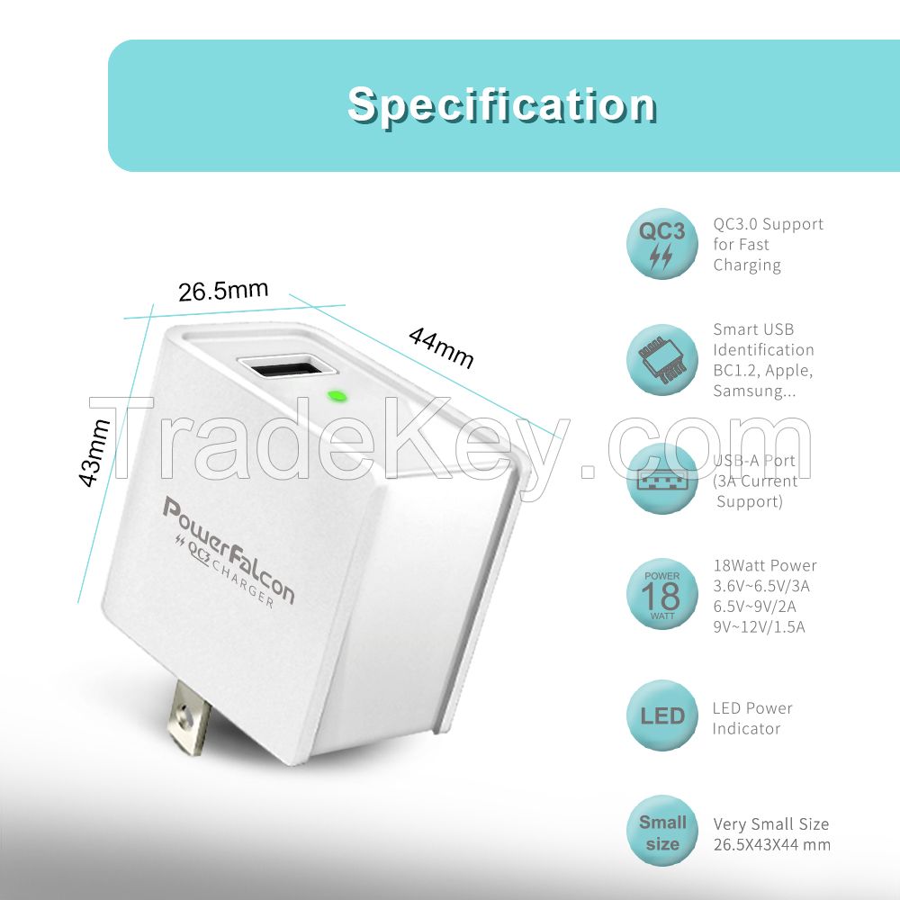 Powerfalcon 18W USB-A QC3 Charger 