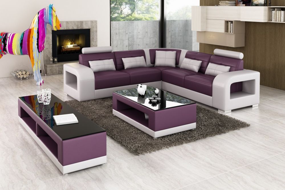 Home furniture Leisure Leather sofa set with wood