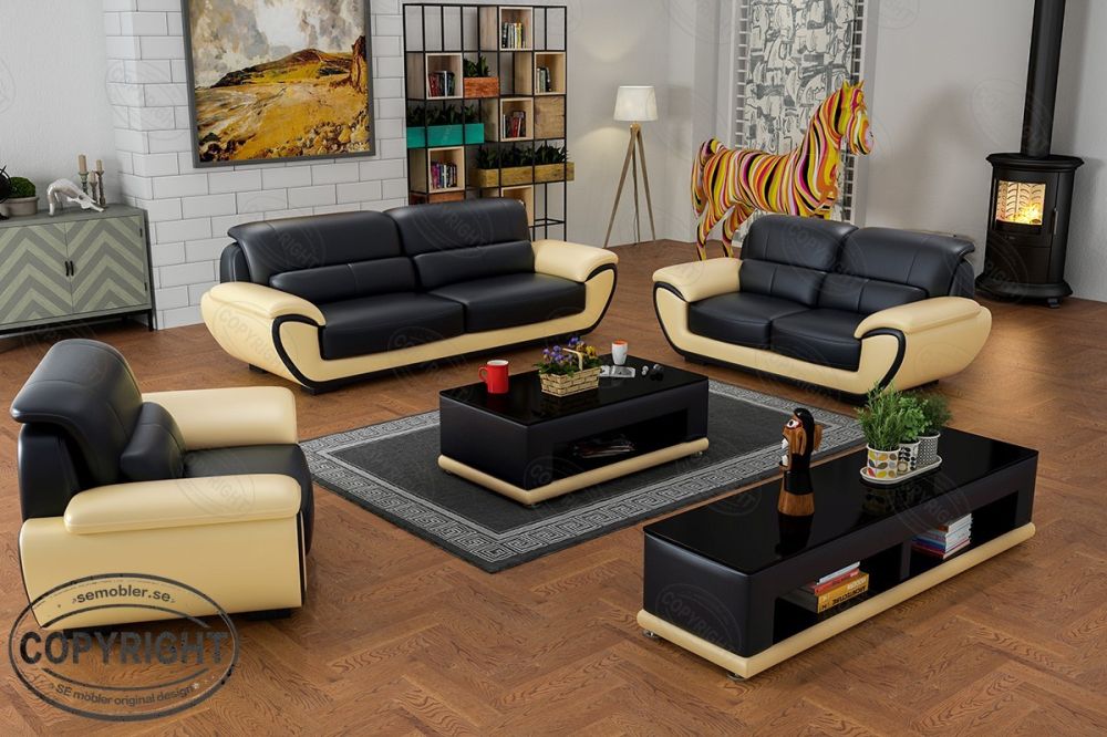 Contemporary Simple Design Modern Miami Leather Sofa Set