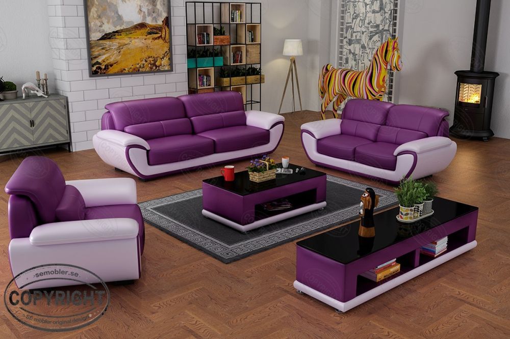 Contemporary Simple Design Modern Miami Leather Sofa Set