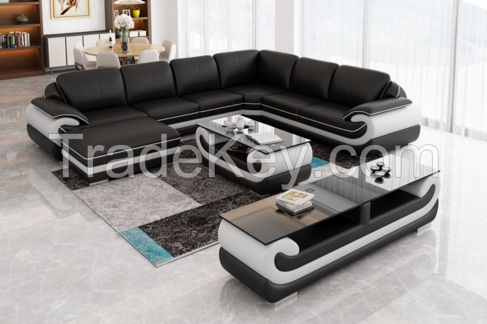 Living Room Furniture Corner Leather Modern Sofa