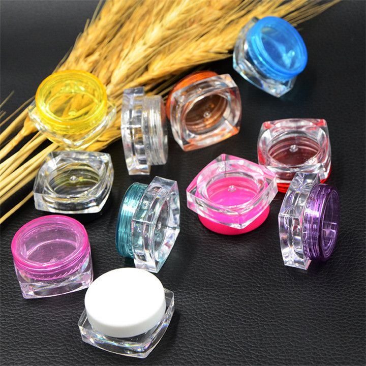 Sterilized plastic cream square jar clear transparent plastic box pot 3g 5g cheap portable travel cosmetic cream jar