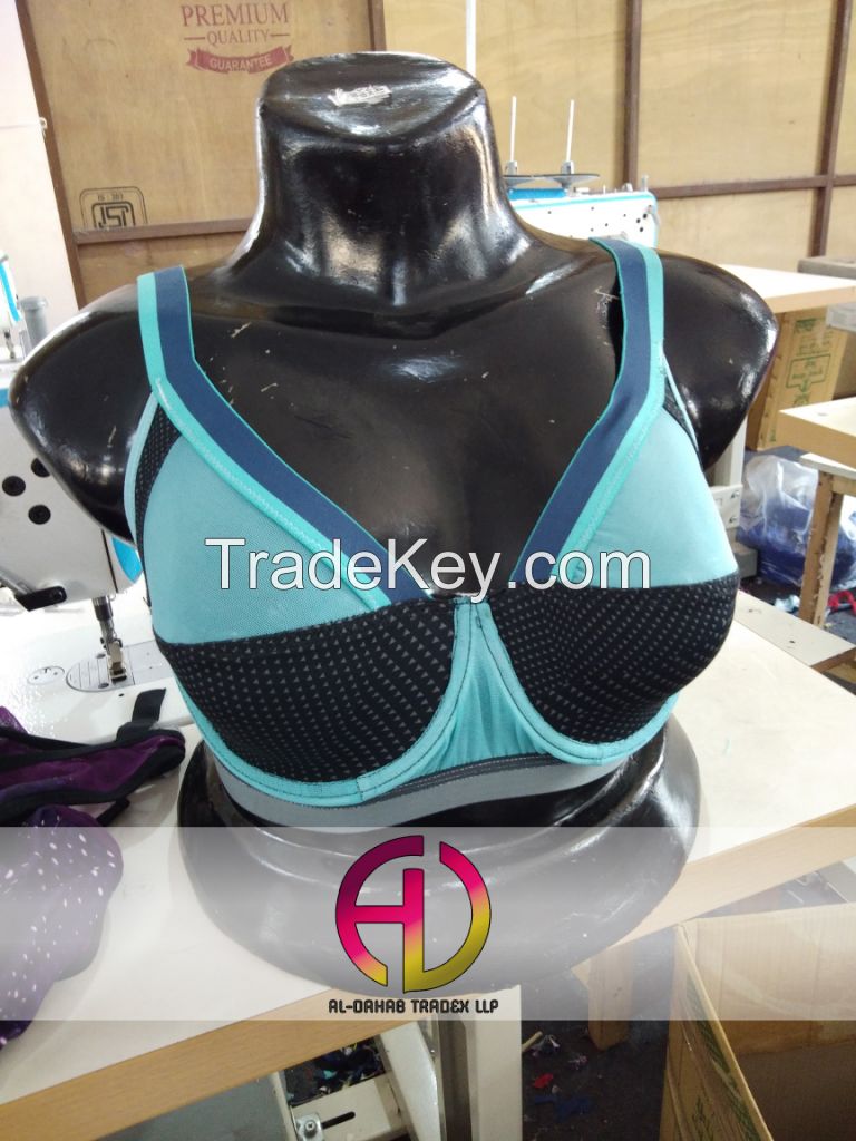 Blue/Black Beachwear Cotton Bra  