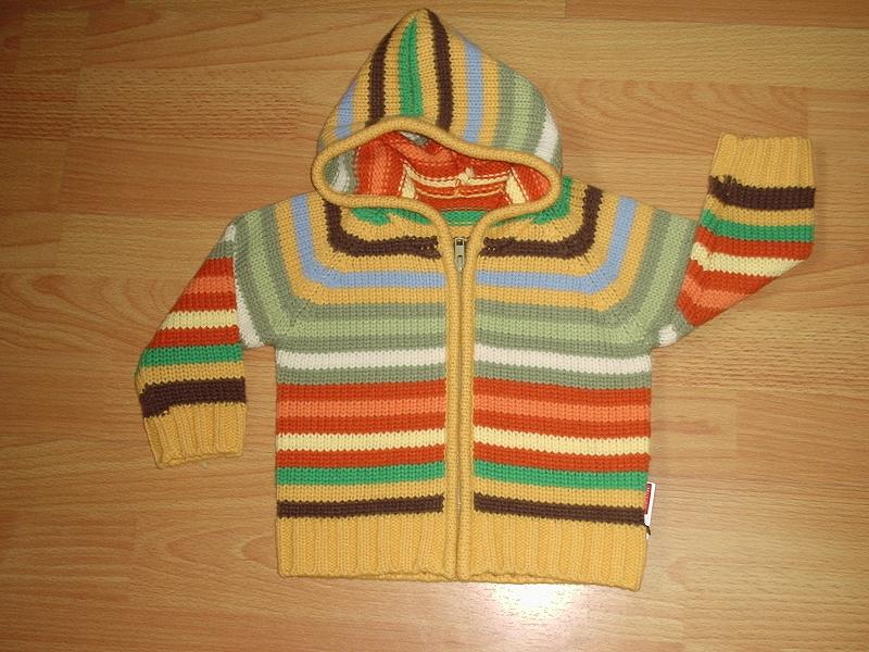 100% Acrylic stripe sweater with hood