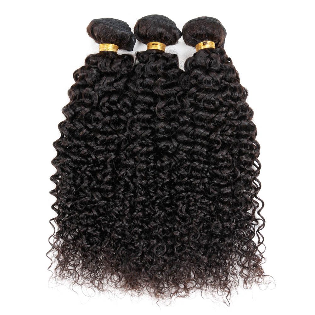 Curly Weave Brazilian Virgin Hair Human Remy Hair Bundles Kinky Curly Hair Extensions 100% Unprocessed Sexy 10A Jerry Curl 3 Bundles Narural Color Yirunmei