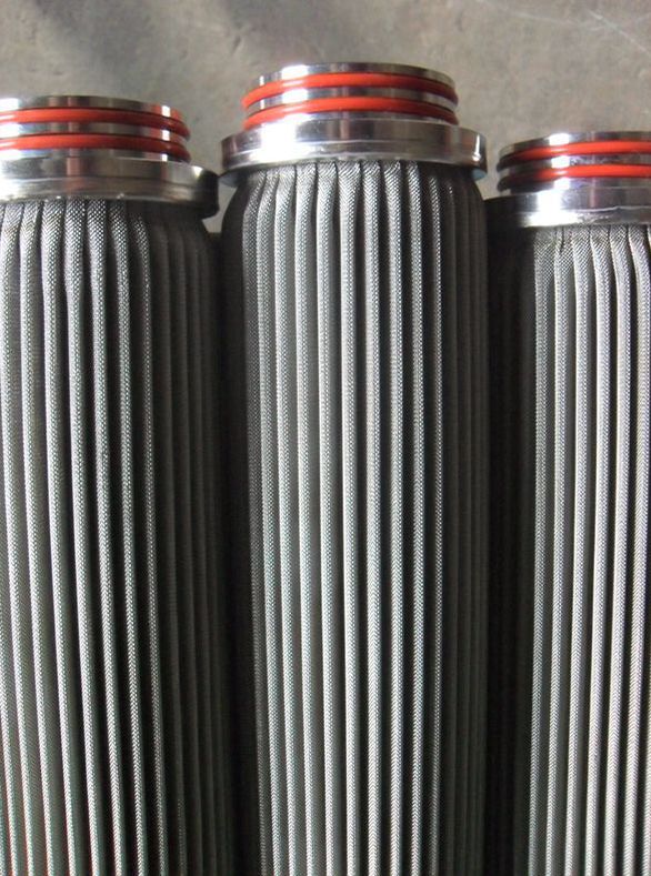 Stainless steel sintered folding filter elements / sintered metal filter cartridge for liquid industry