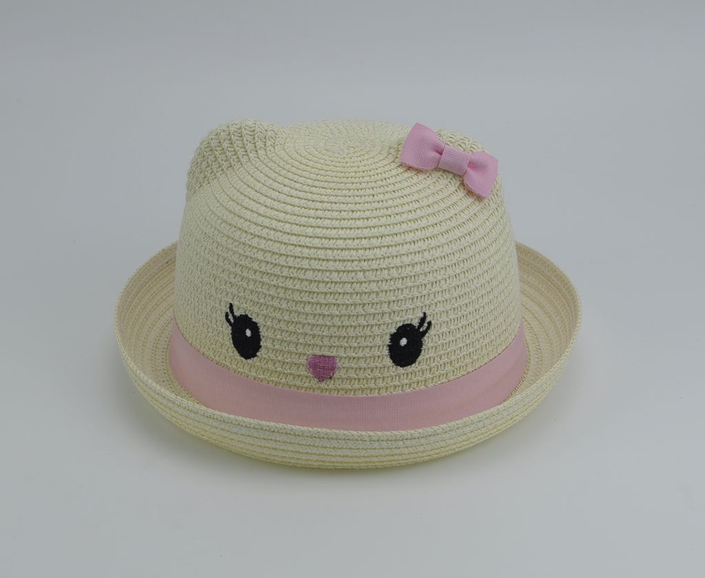 2018 fashion bear ear children straw hat for summer hot-selling