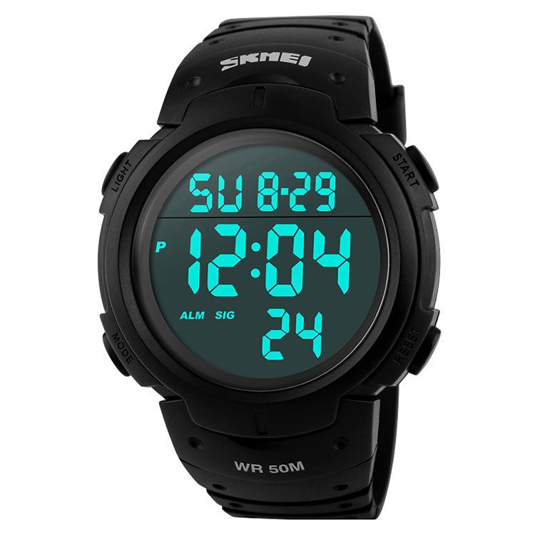 Outdoor dress digital watches 5ATM with Taiwan chip and imported EL lighting PU resin strap digital sport watch