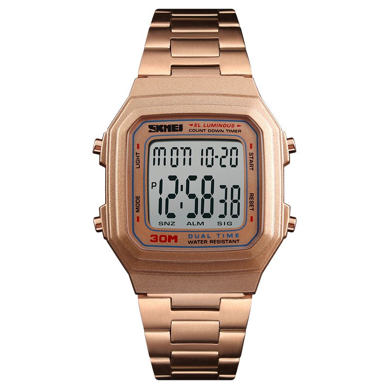 Best selling rose gold color digital mens watches stainless steel waterproof watches