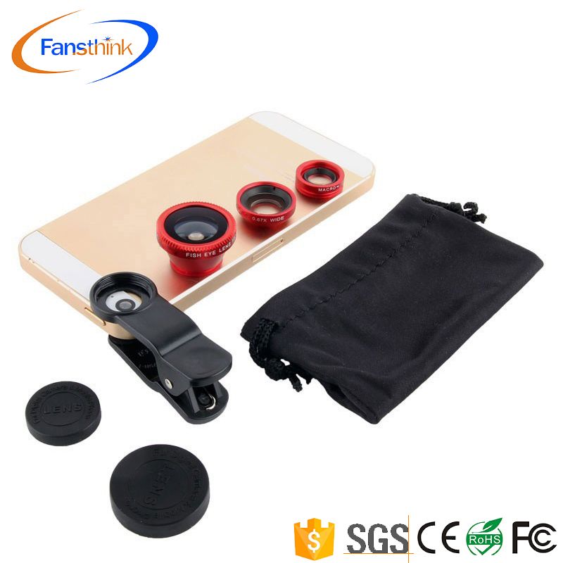 Universal Smartphone Accessories Clip On Mobile Phone Camera 0.67X Wide Angle 180 Degree Fisheye 15X Macro Lens For Iphone