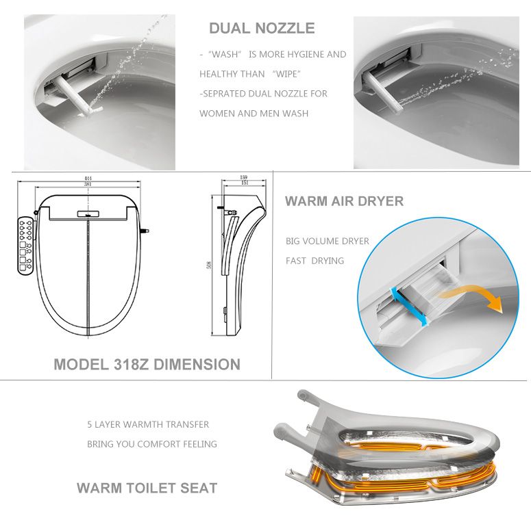 sensor auto flush elder intelligent heated toilet seat cover