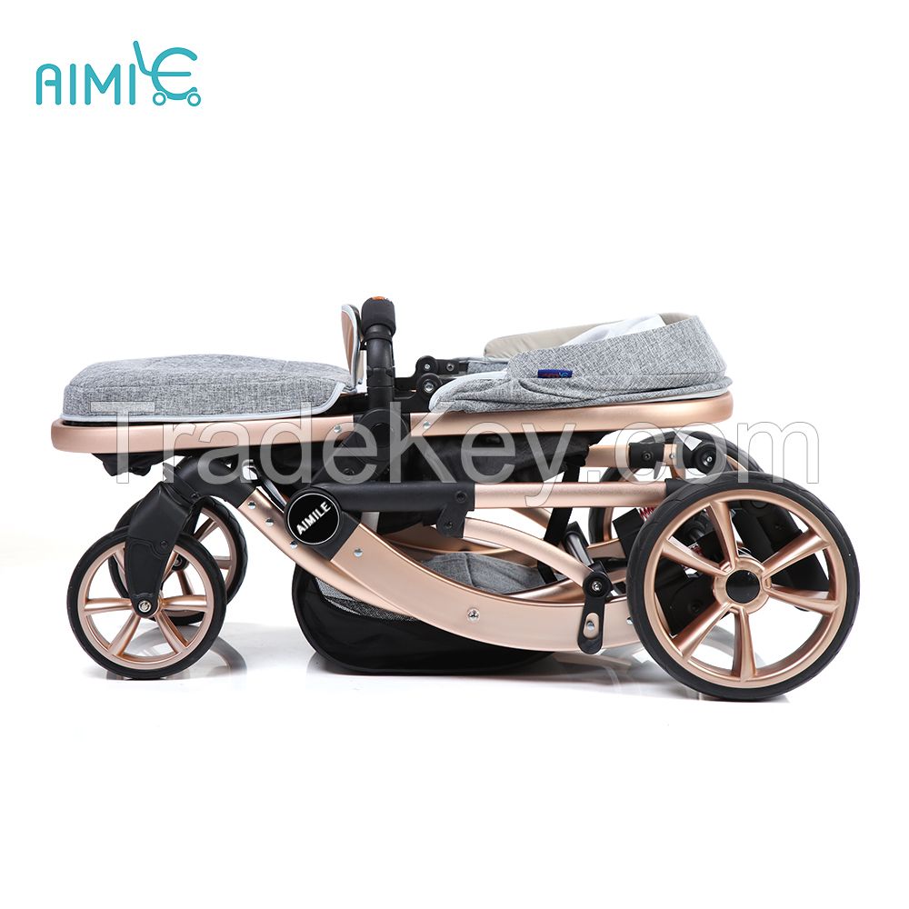 New modle aluminum alloy high view gold baby stroller