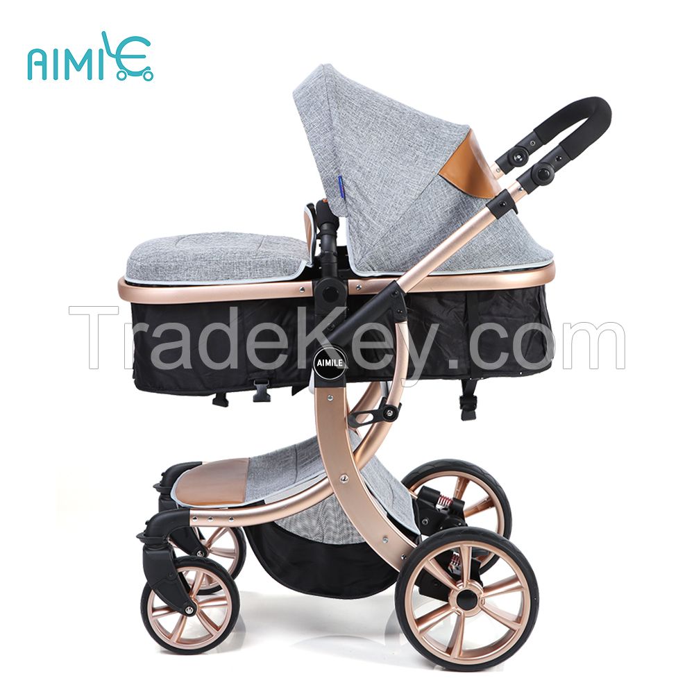 New modle aluminum alloy high view gold baby stroller