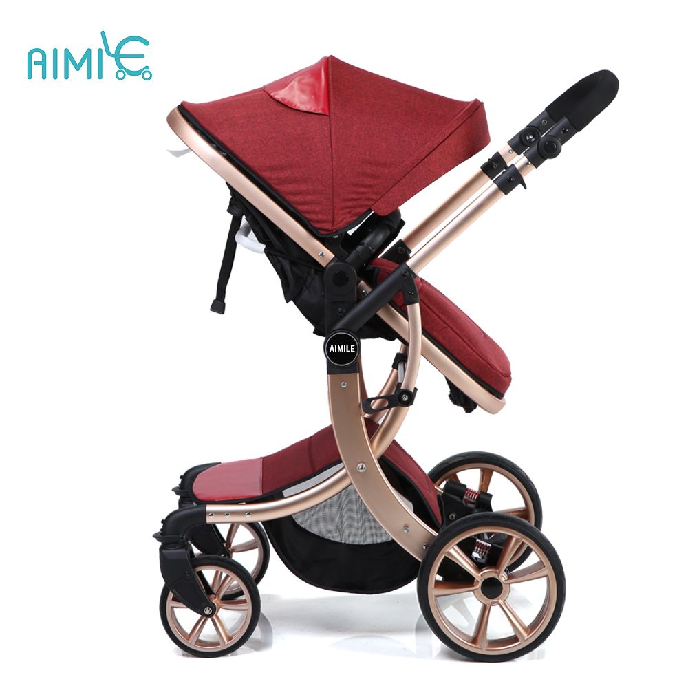 2017 New modle aluminum alloy high view gold best baby stroller from China factory