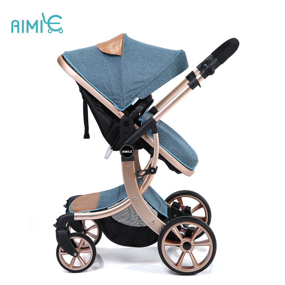 2017 New modle aluminum alloy high view gold best baby stroller from China factory