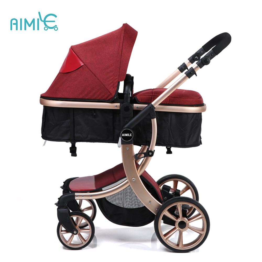 2017 New modle aluminum alloy high view gold best baby stroller from China factory