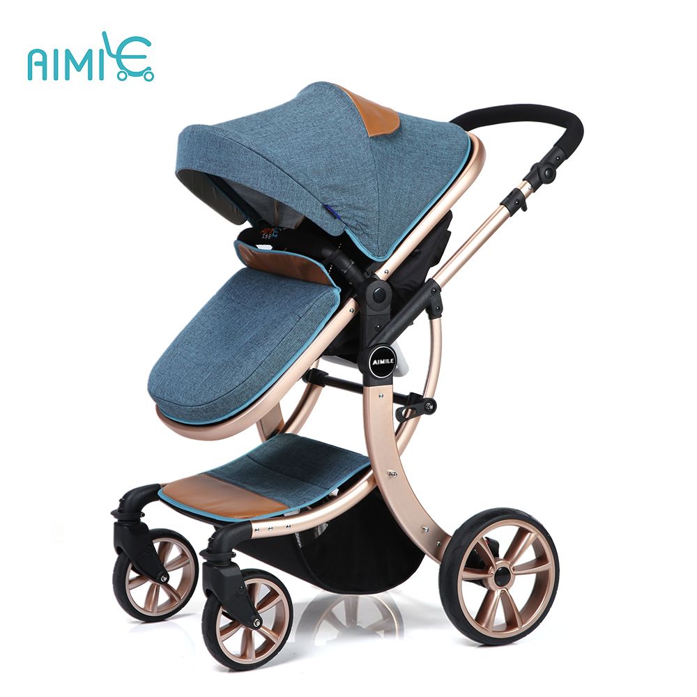 2017 New modle aluminum alloy high view gold best baby stroller from China factory