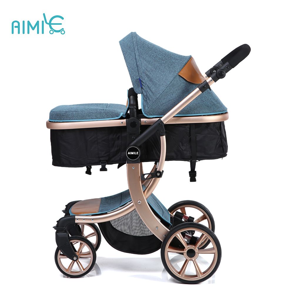 2017 New modle aluminum alloy high view gold best baby stroller from China factory