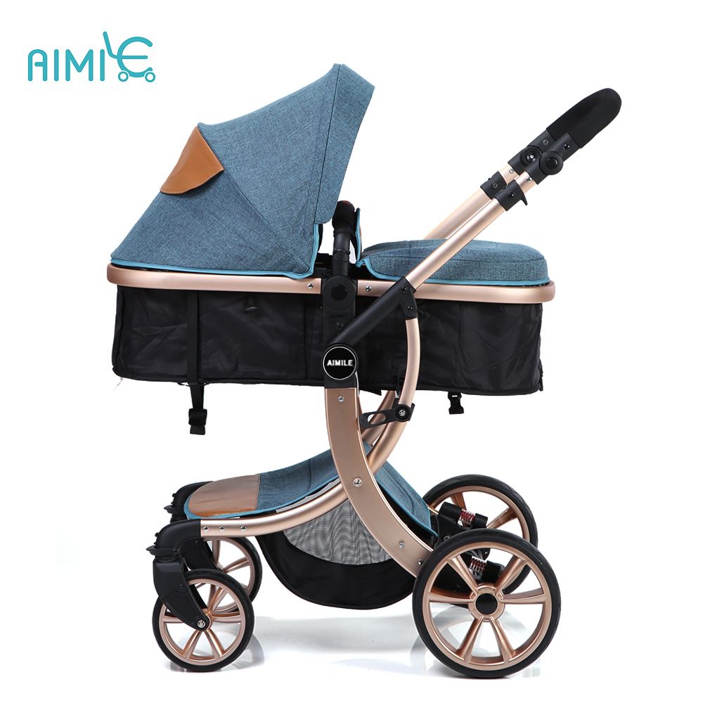 2017 New modle aluminum alloy high view gold best baby stroller from China factory