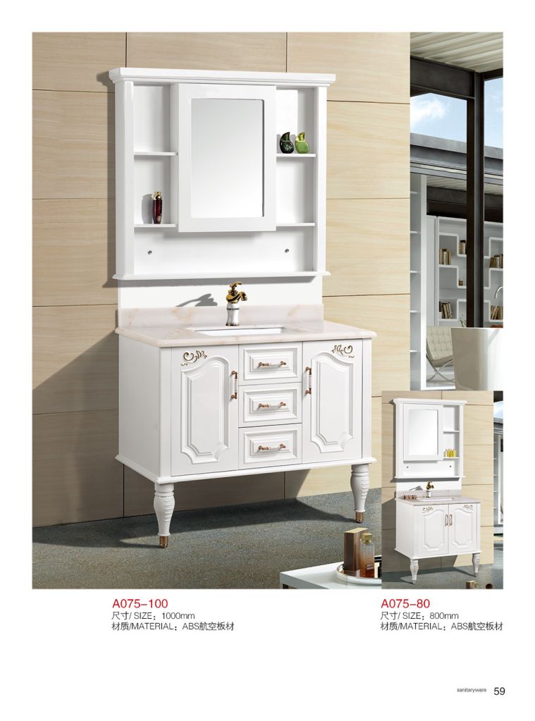 PVC 60cm, 80 cm soft close type bathroom vanity with 1 door 2 drawers