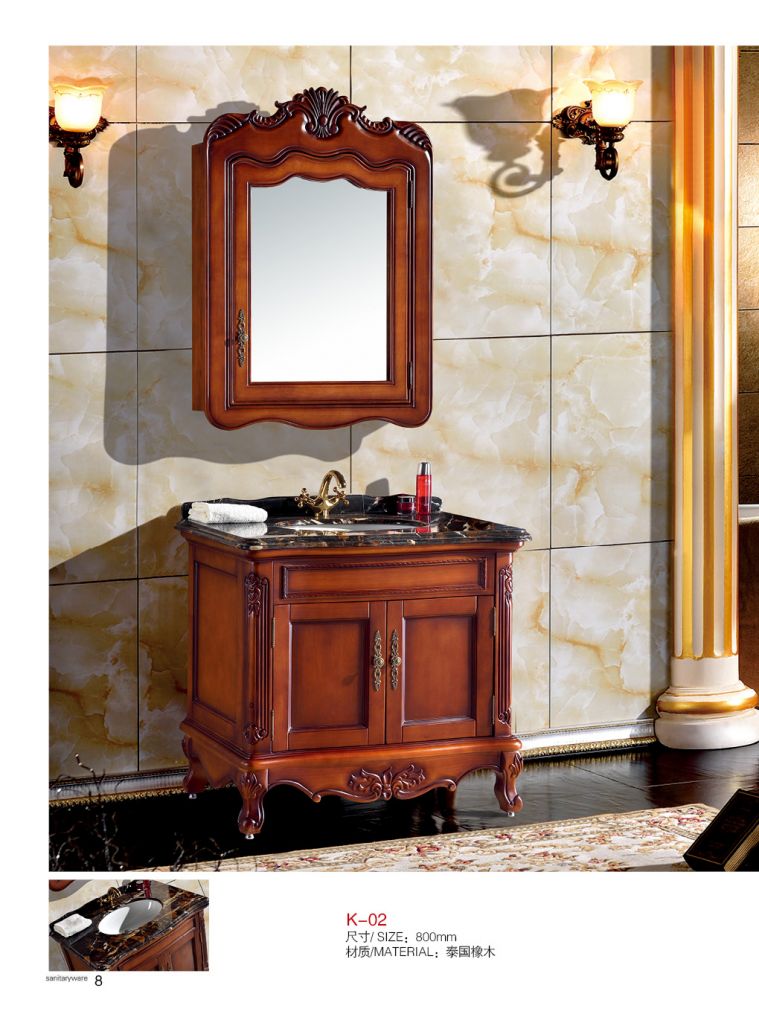 antique hand carved oak solid wood luxury bathroom vanitiy