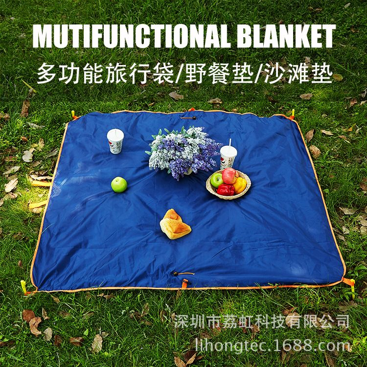 LihongTec Multi-functional Waterproof Foldable Picnic Blanket Tote Bag