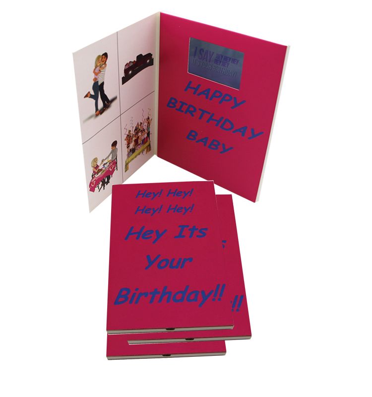 2.8 inch mini Folded Video Screen Happy Birthday Greeting Cards/Video Invitation Brochure