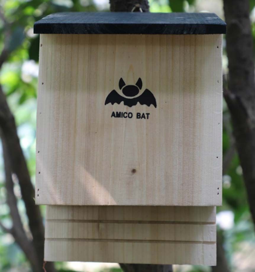 Flederhaus Small Natual Wooden Green Roof Bat House