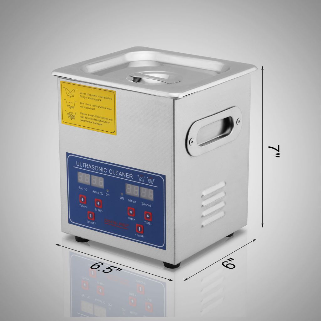 Stainless Steel 2L Industry Heated Ultrasonic Cleaner 110V BestEquip  Commercial  60W Ultrasonic Power Heater Digital Timer and Temper