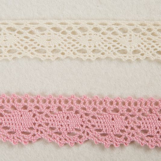 New Design 100% Cotton 2cm Pink and White Lace Trim for Lady Dress