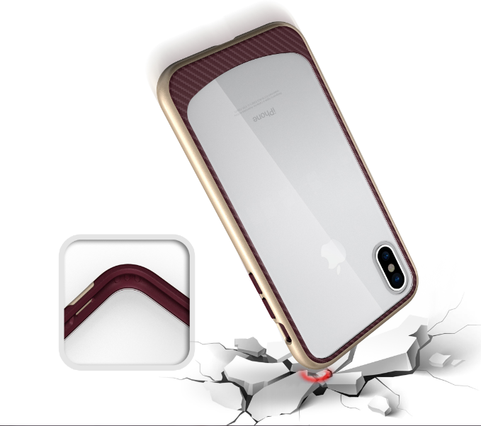 Two in one hybrid TPU and PC clear bumper case for iphone 8 