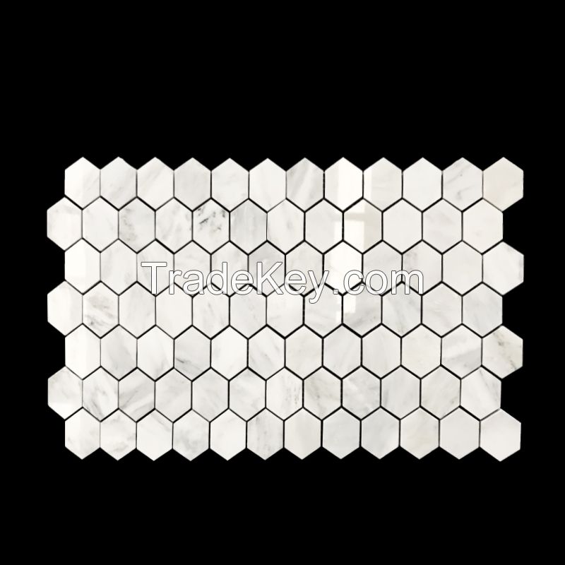 Oriental white marble hexagon mosaic tile