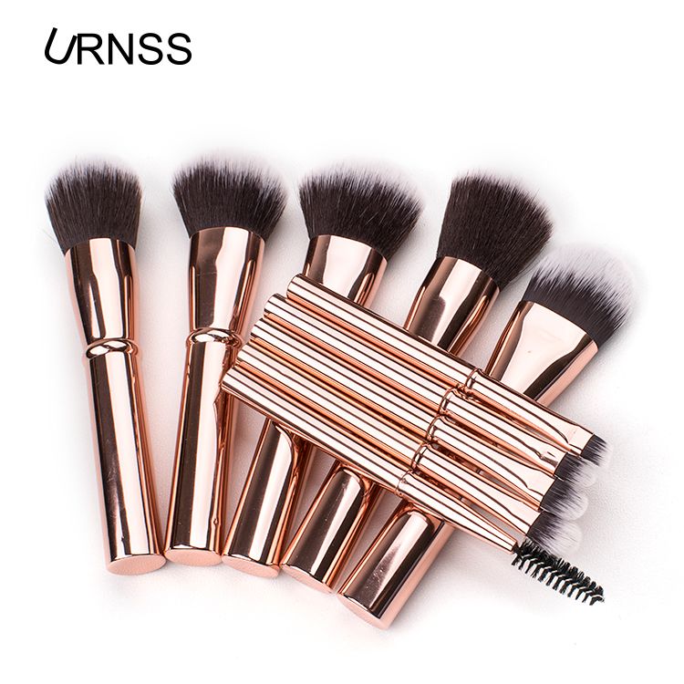 New rose golden 10pcs private label makeup brush set