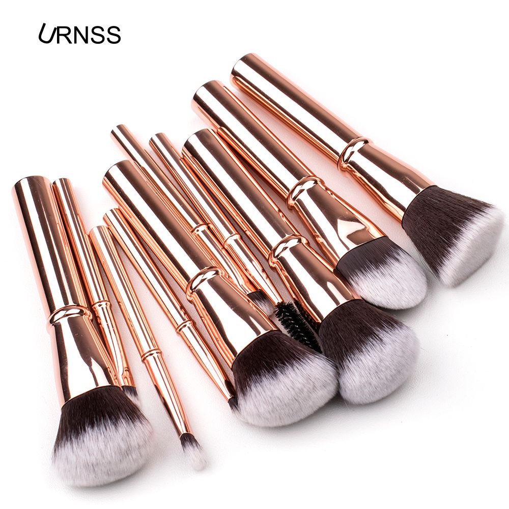 New rose golden 10pcs private label makeup brush set