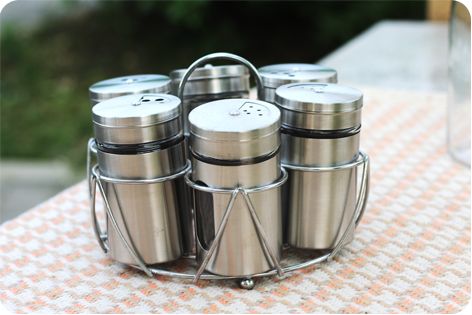 Hot sale  glass spice jar with metal stand with high quality