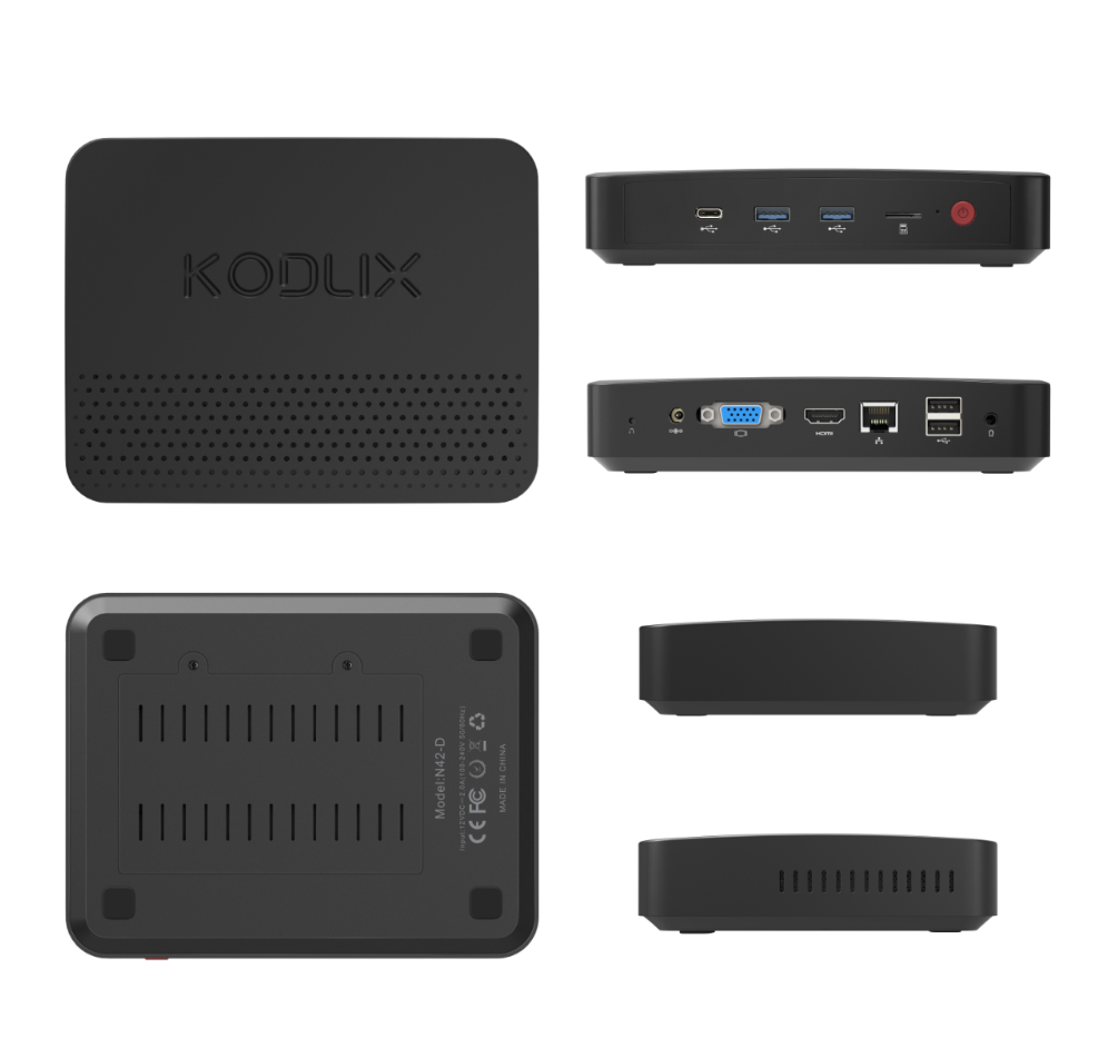 Mini Computer KODLIX N42-D Fanless Mini PC, Intel Pentium Apollo Lake N4200 (up to 2.5 GHz) Windows 10 Pro 64-Bit /4GB Ram Installed (Expandable DDR Via 2xSODIMM, Max 8GBx2ï¼�/SSD&amp;amp;HDD Slot/Gigabit Ethernet/USB-C/NAS