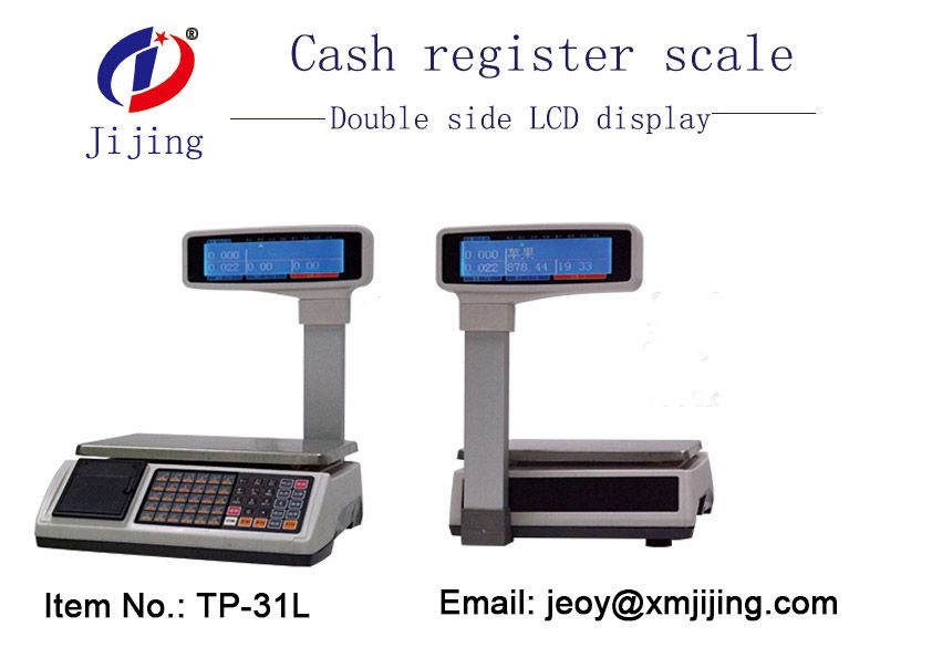 TP-31L Electronic Pricing/ Counting Scale, Supermarket Retail Cash Register Scales with Big LCD Display, POS Price Computing Weighing Support Arabic/ Spanish/ Hindi, Receipt/ Bill Printing Scale