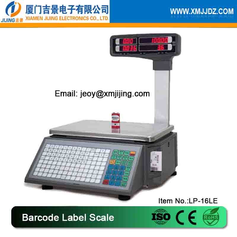 LP-16LE Barcode Label LED Scale, Supermarket Retail Thermal Printer 15/30kg Sales, POS Price Computing Multi-Language Digital Weighing, Label Printing Scale