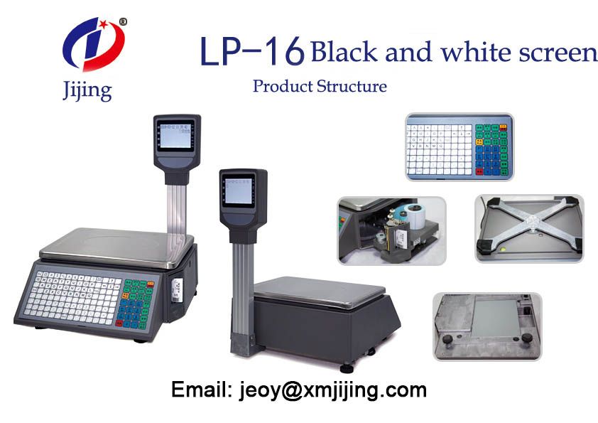 LP-16 Electronic Barcode Label Scale, Supermarket Retail Barcode Thermal Printer Scales, POS Printing System Weighing, Big LCD Scale Support Arabic/ Spanish/ Hindi