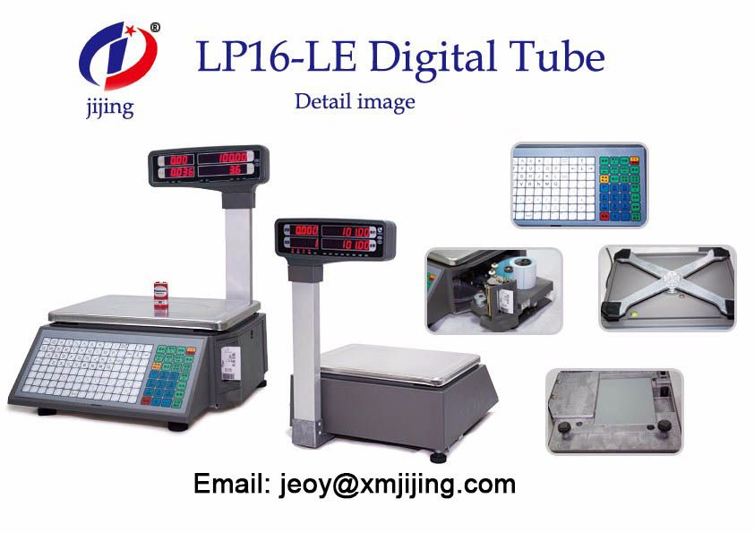 LP-16LE Barcode Label LED Scale, Supermarket Retail Thermal Printer 15/30kg Sales, POS Price Computing Multi-Language Digital Weighing, Label Printing Scale