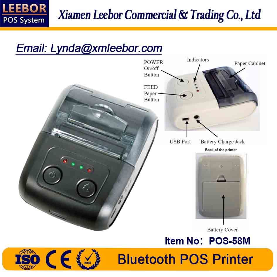 58mm Bluetooth POS Printer/ Thermal Printer/ Wireless Receipt Printing/ Barcode Label Printing/ Supermarket Printer/ Android System/ Bill Printing