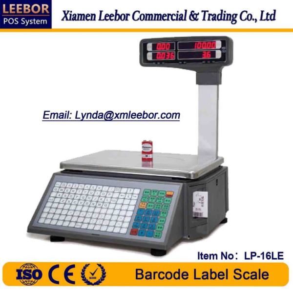 LP-16LE Barcode Label LED Scale, Supermarket Retail Thermal Printer 15/30kg Sales, POS Price Computing Multi-Language Digital Weighing, Label Printing Scale